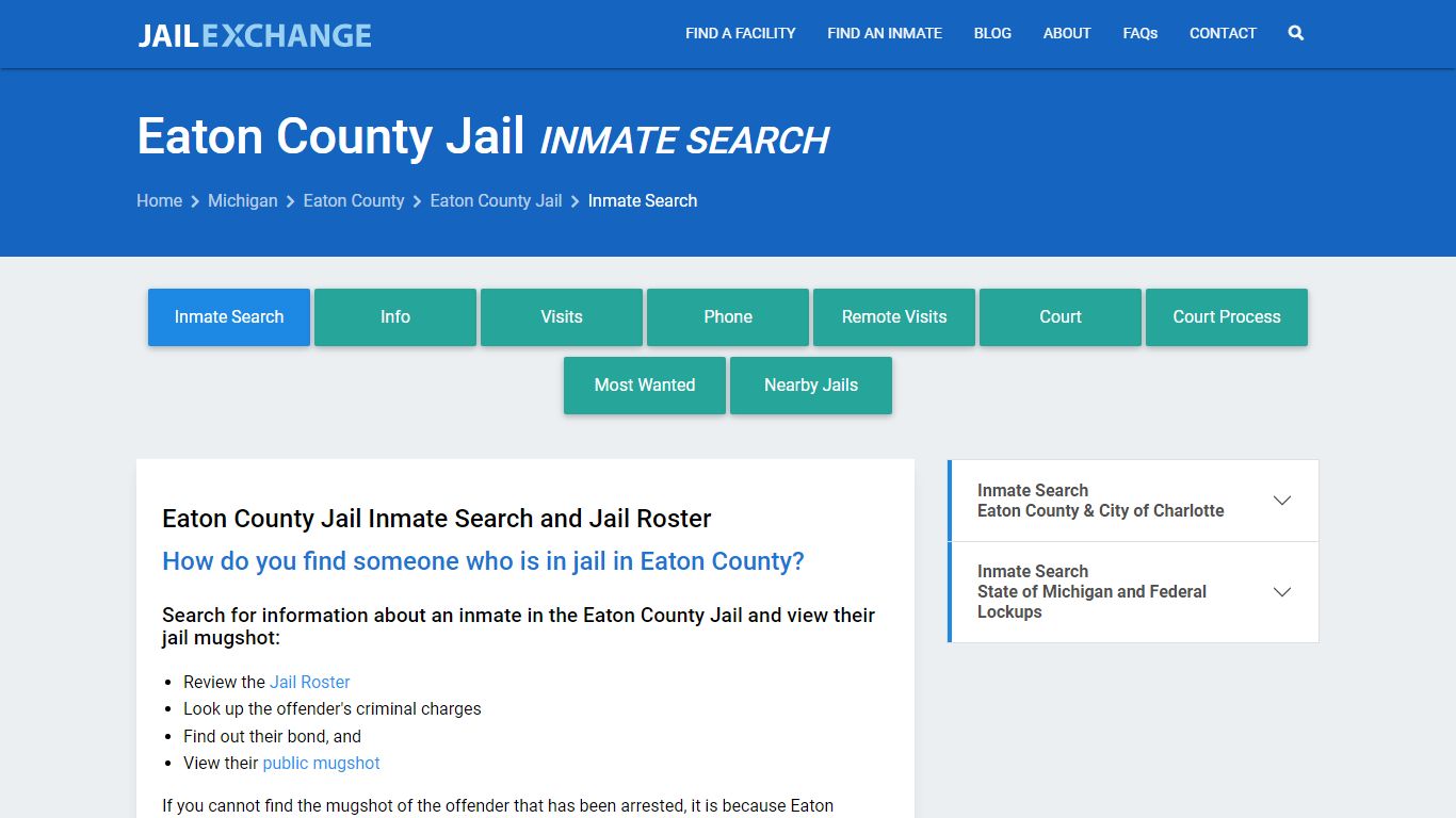 Inmate Search: Roster & Mugshots - Eaton County Jail, MI - Jail Exchange