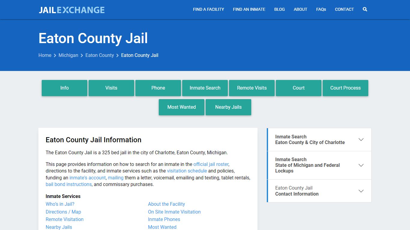 Eaton County Jail, MI Inmate Search, Information